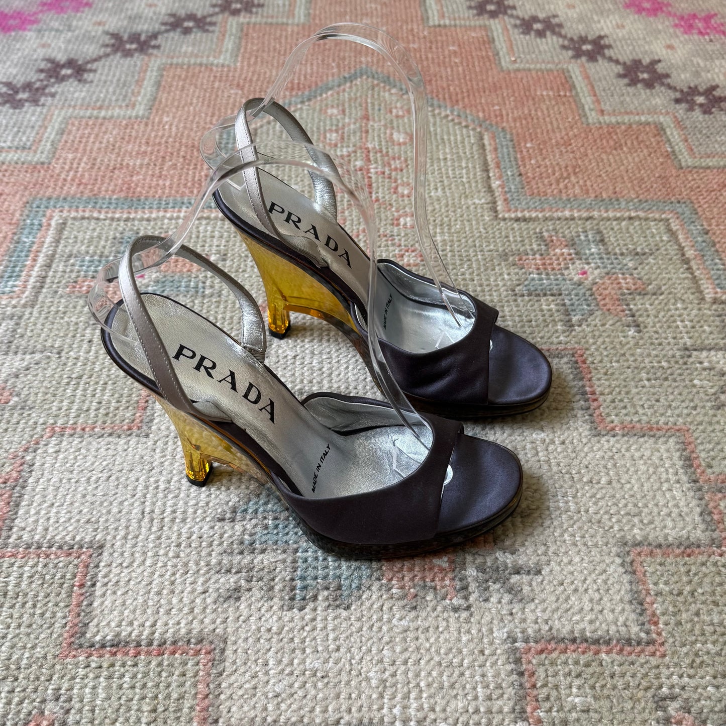 S/S1998 Prada Lucite Slingback Wedges - US 6.5