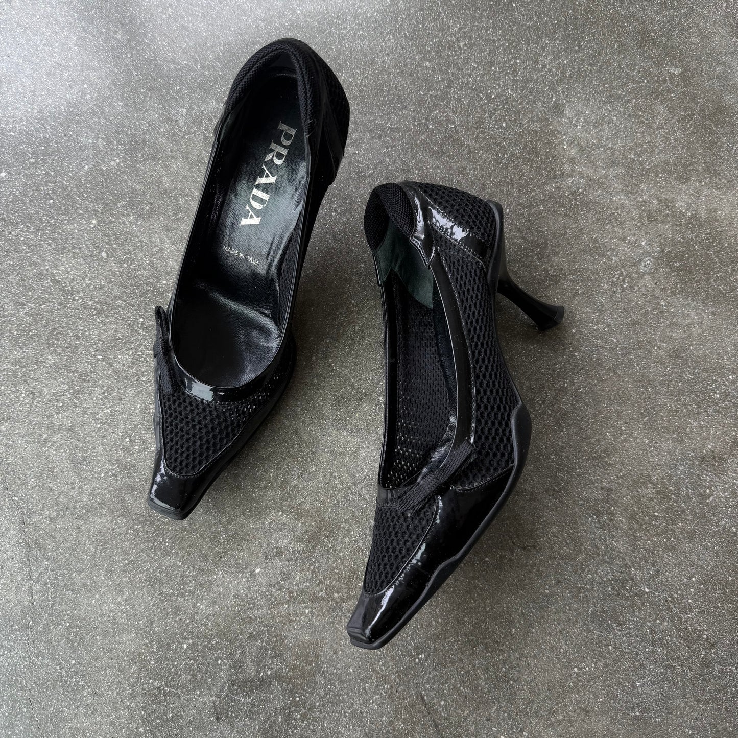 SS00 Prada Patent Leather & Mesh Heels - US 5.5-6