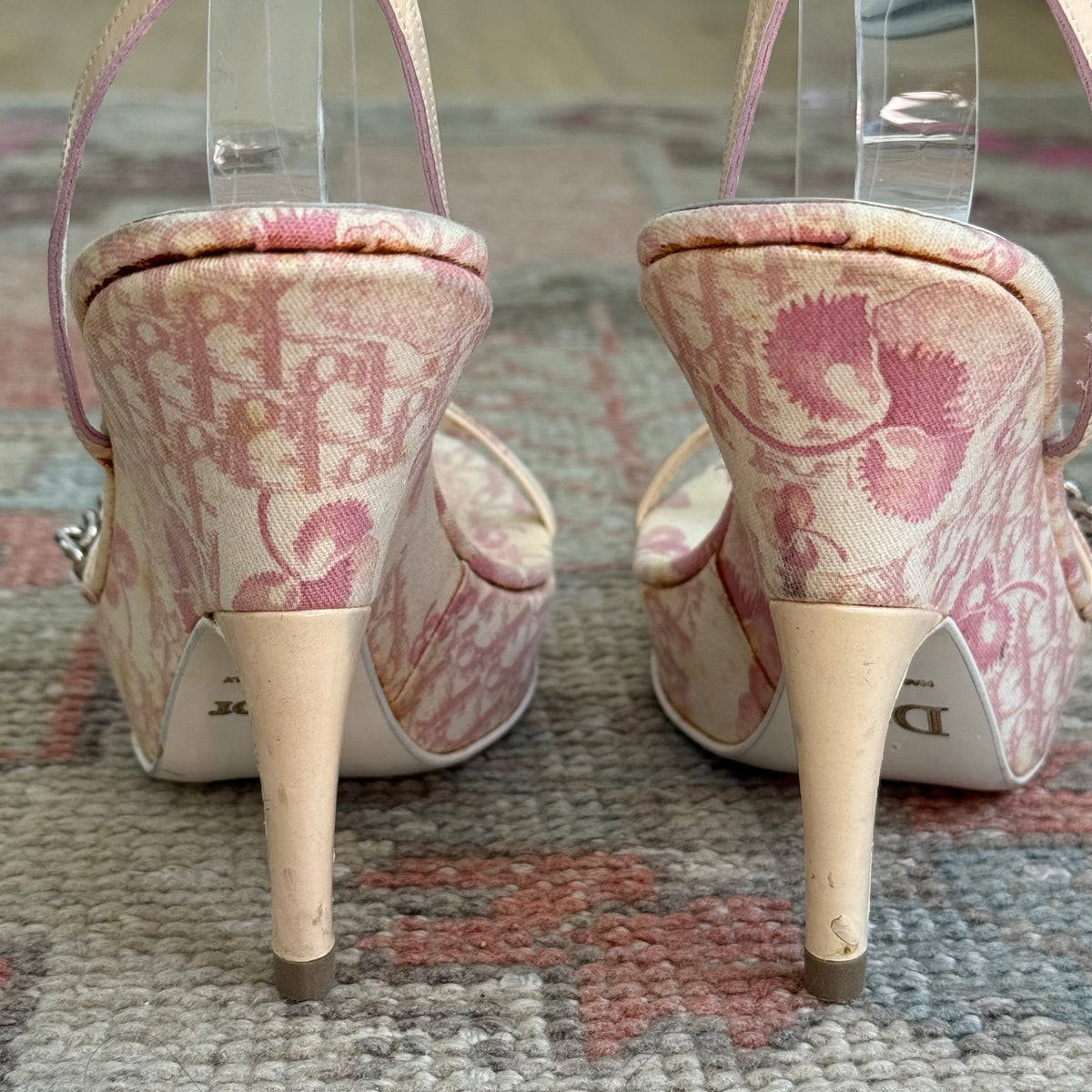 S/S2004 Galliano Dior Cherry Blossom Wrap Wedges - US 6.5-7