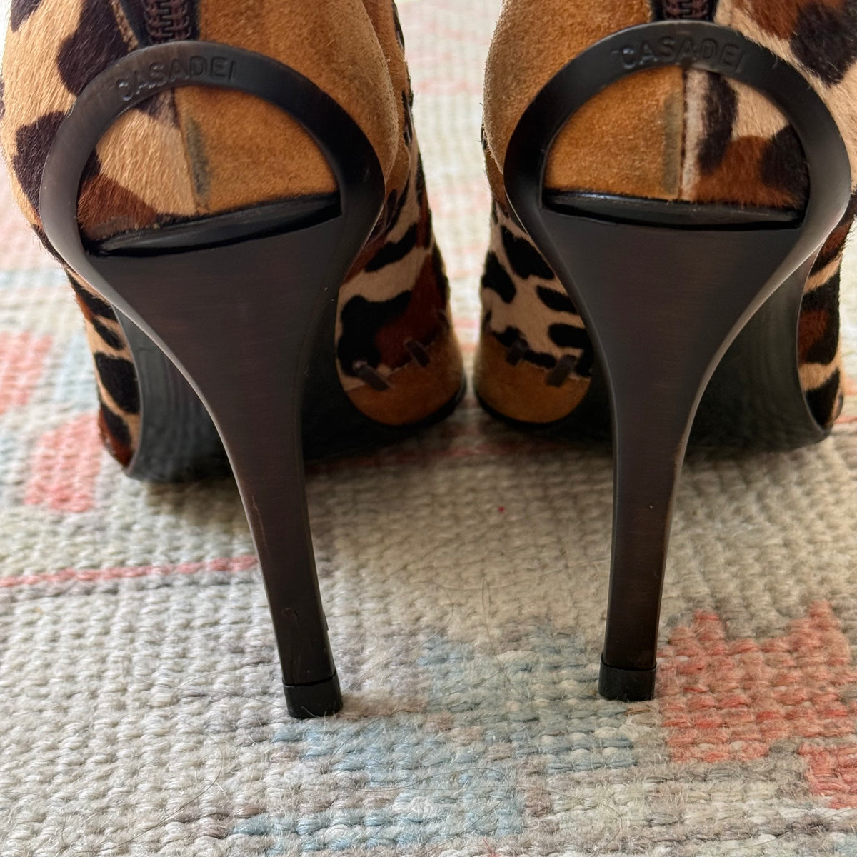 Y2K Casadei Patchwork Animal Print Ankle Boots - US 6