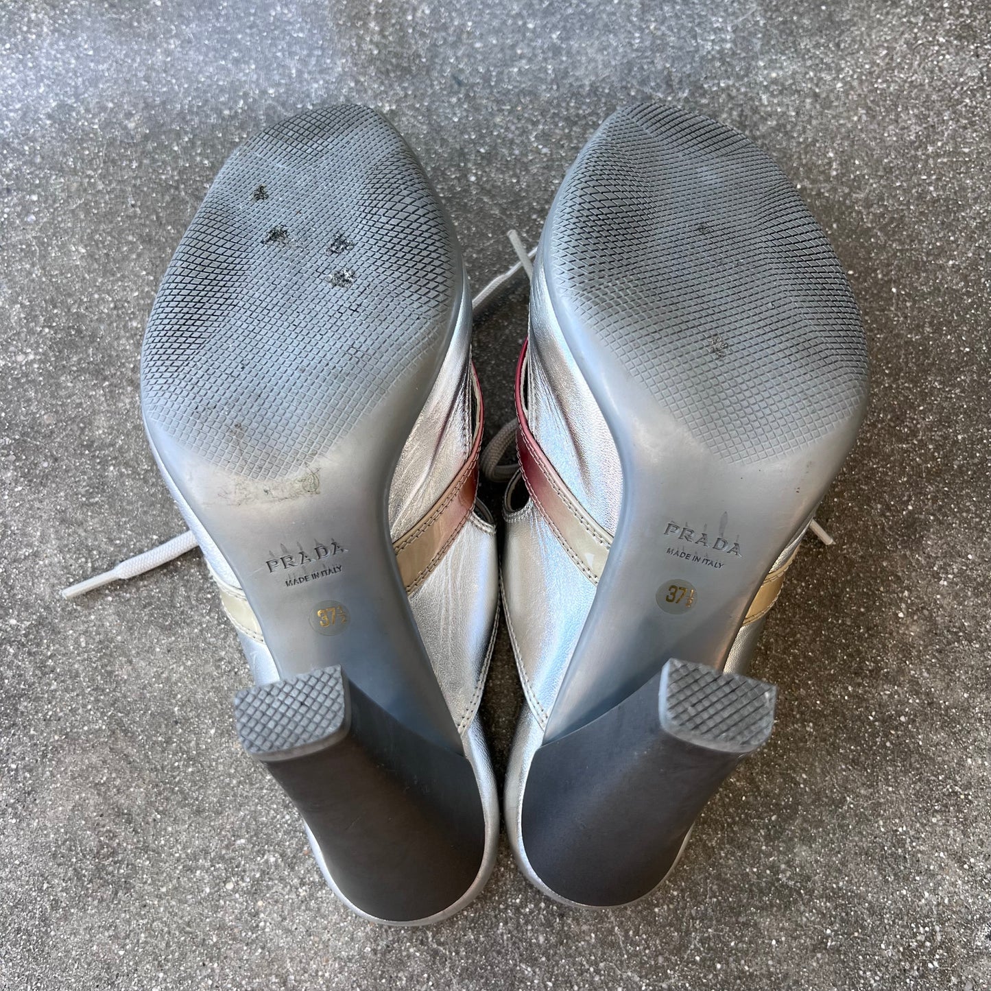 2000s Prada Linea Rossa Silver Mules