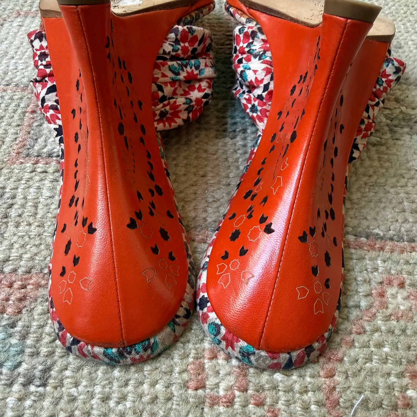 Y2K Jimmy Choo Orange Floral Wedges - US 10-10.5