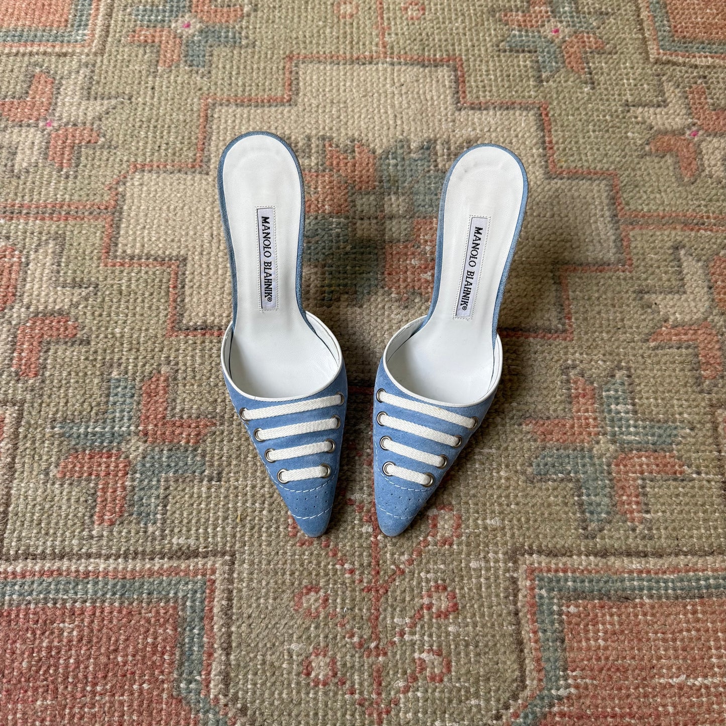 S/S2003 Manolo Blahnik Blue Suede Sneaker Mules - US 5.5-6