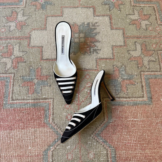 S/S2003 Manolo Blahnik Black Suede Sneaker Mules - US 8-8.5