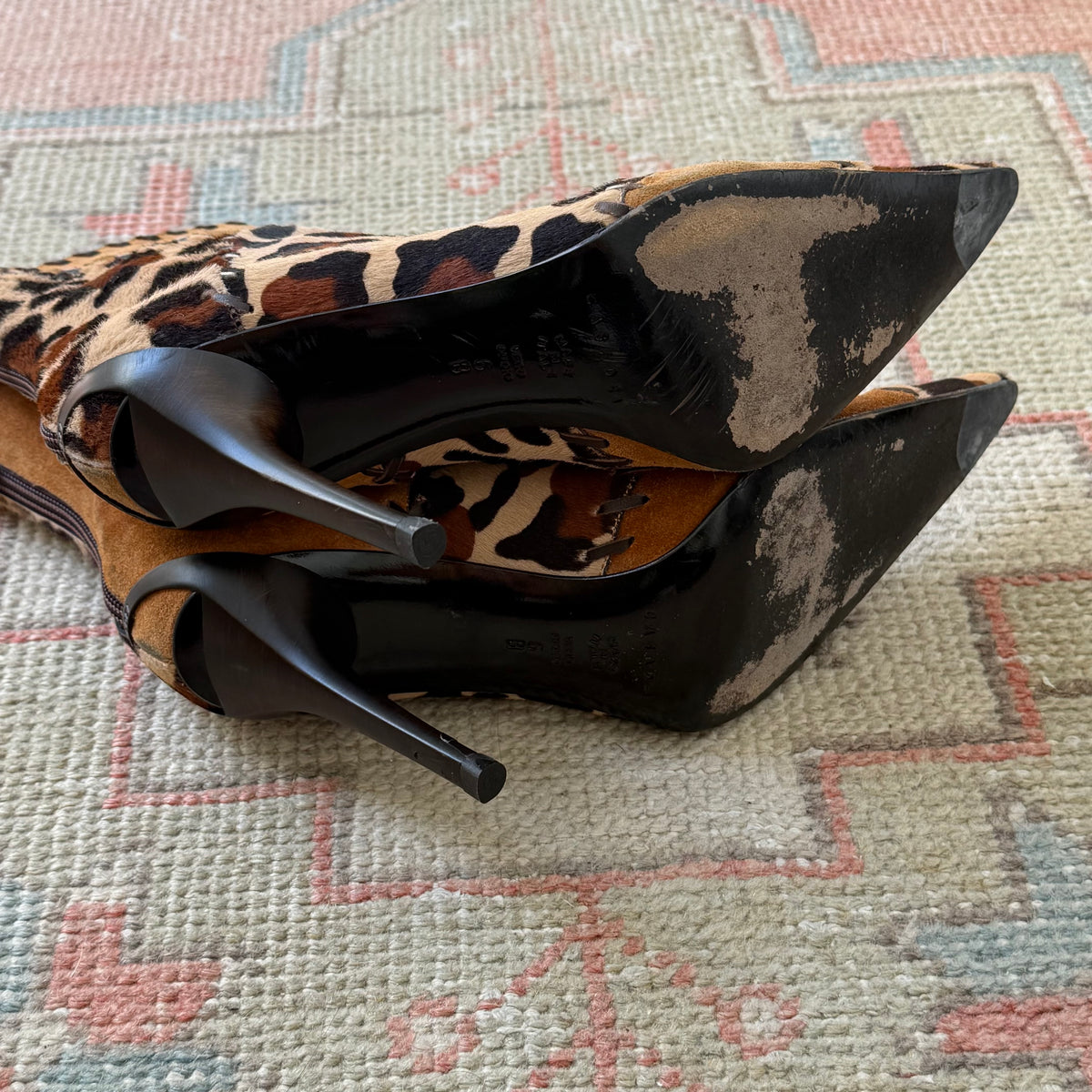 Y2K Casadei Patchwork Animal Print Ankle Boots - US 6