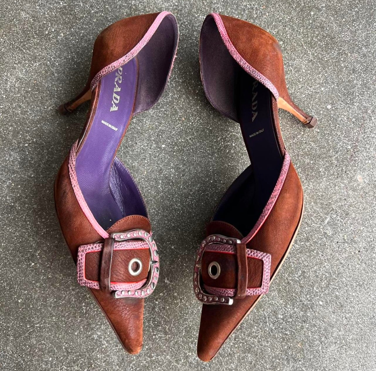 Early 2000s Prada Brown Buckle Heels - 7.5