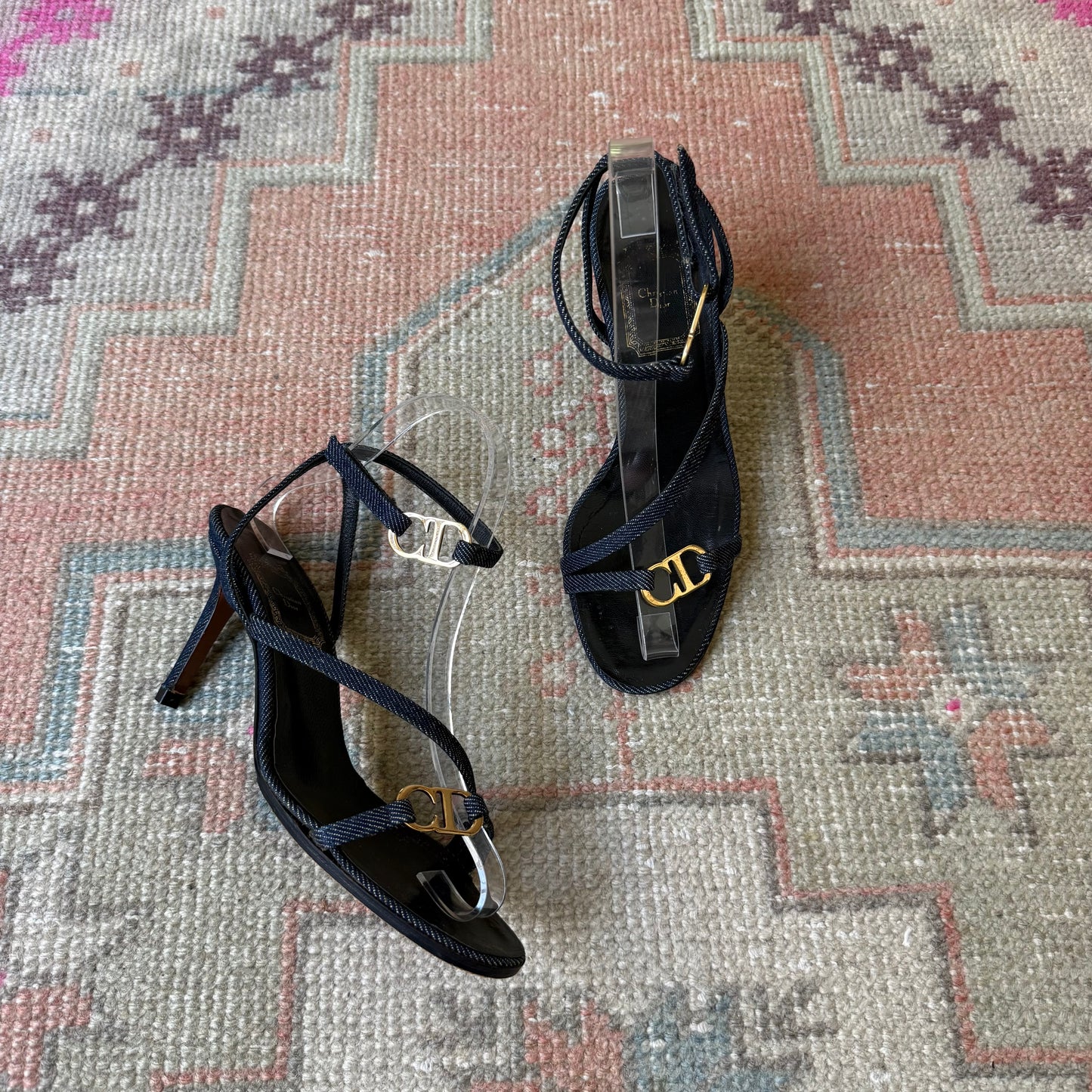 S/S2000 Galliano Dior Denim Wrap Sandals - US 6.5
