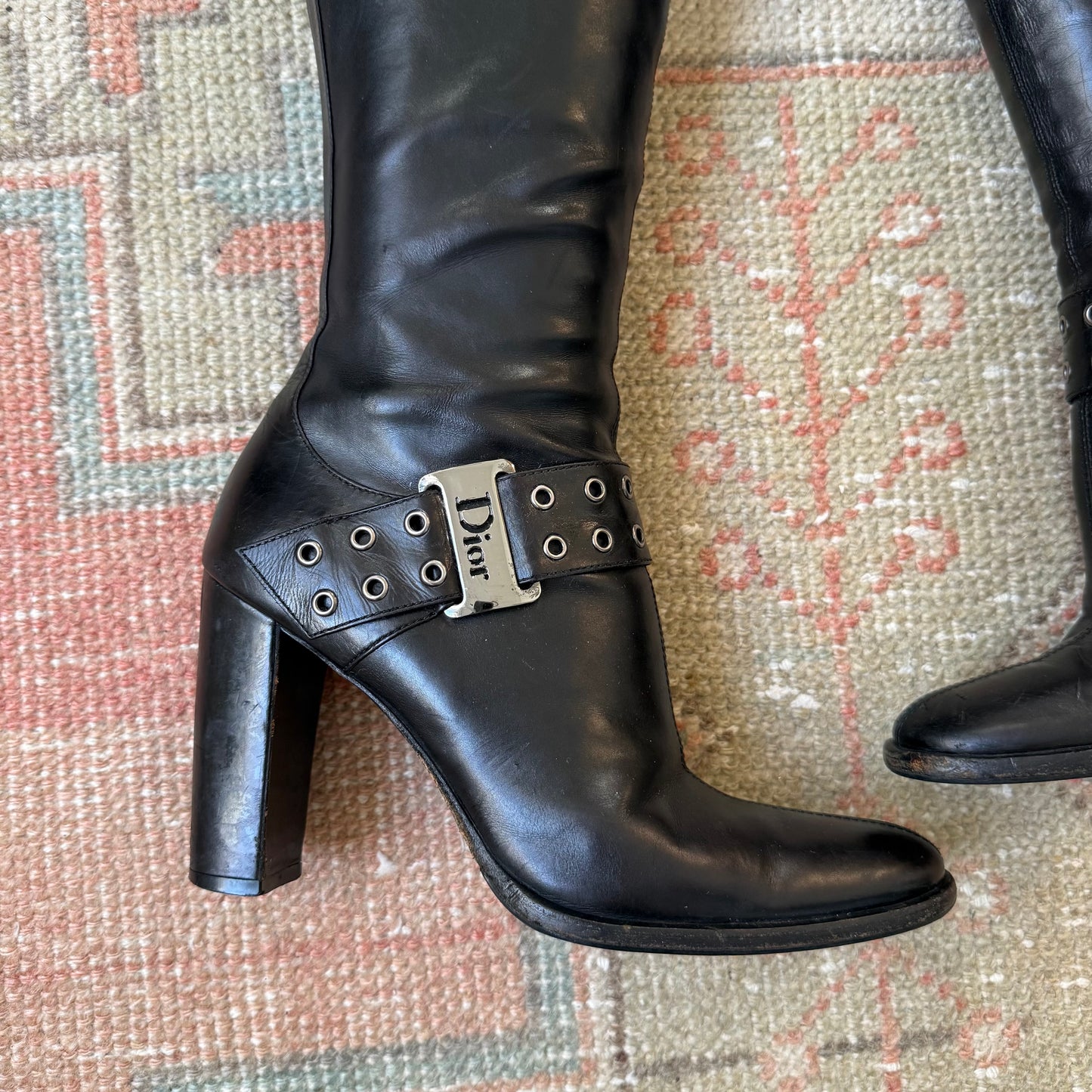 S/S2003 Galliano Dior Black Leather Boots - US 6