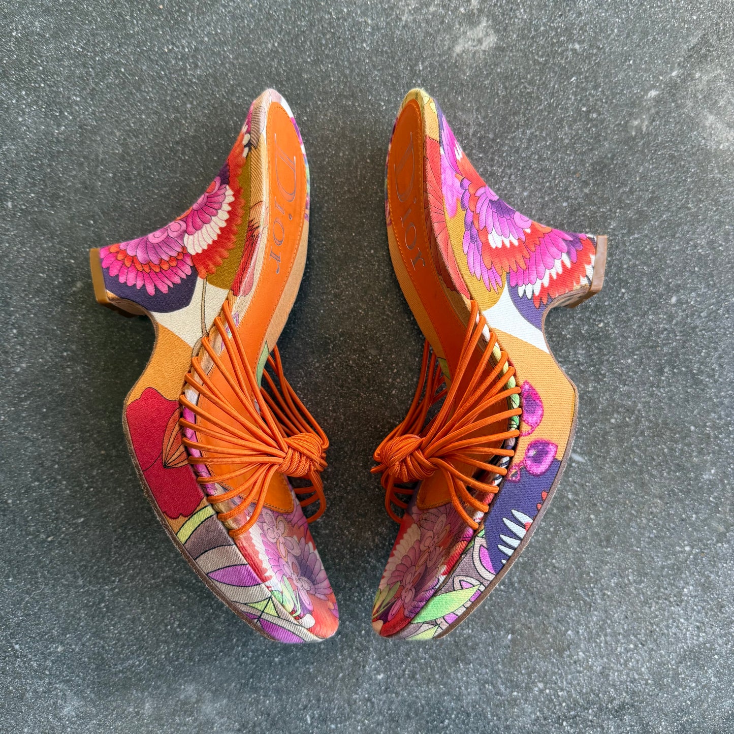 S/S2003 Galliano Dior Tropical Knotted Wedges - US 7.5
