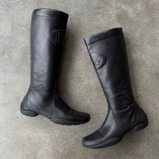 FW01 John Galliano Christian Dior Black Moto Boots - US 7