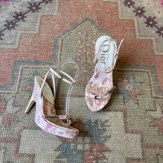 S/S2004 Galliano Dior Cherry Blossom Girly Wedges - US 6.5-7