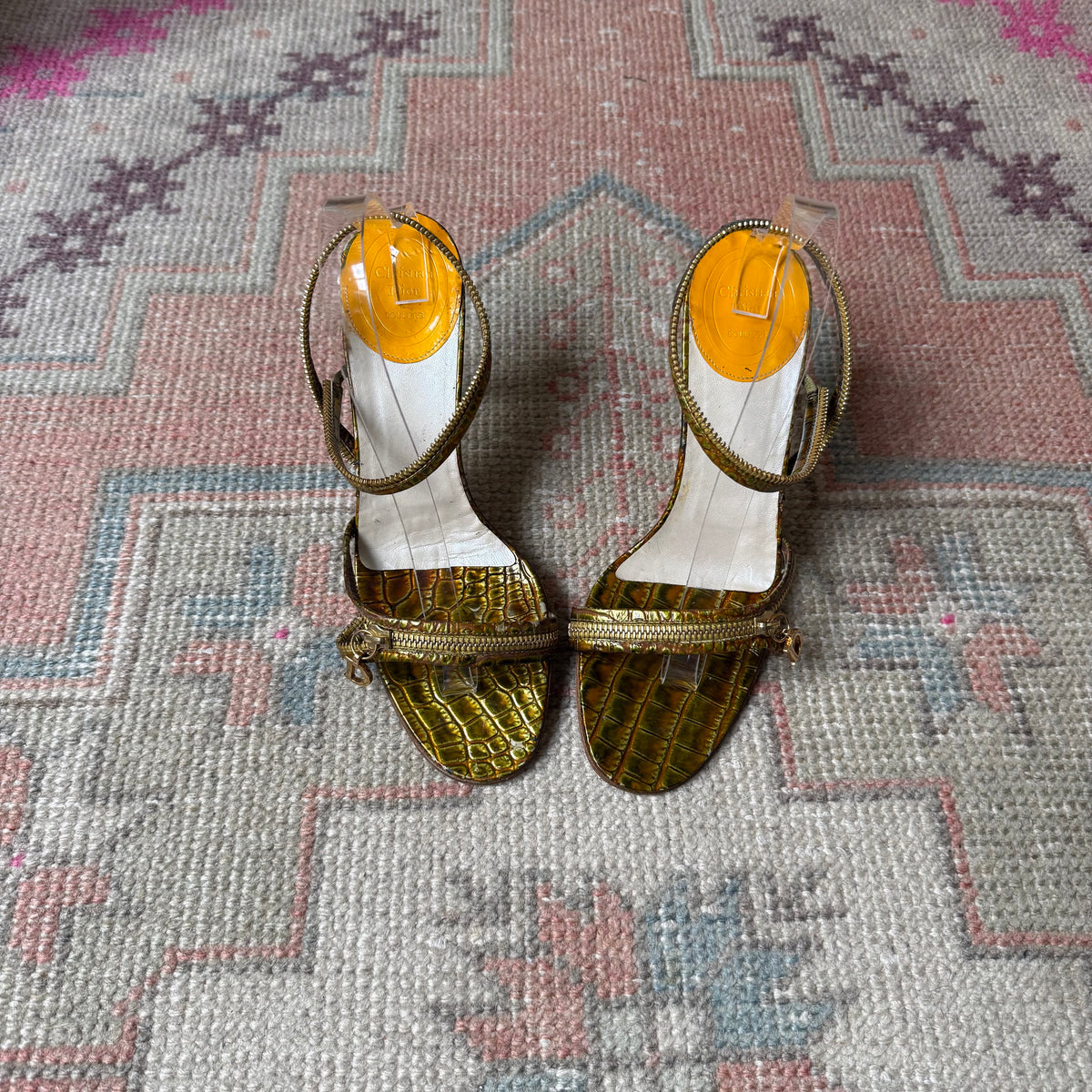 S/S2001 Galliano Dior Citrine Zipper Sandals - US 9-9.5