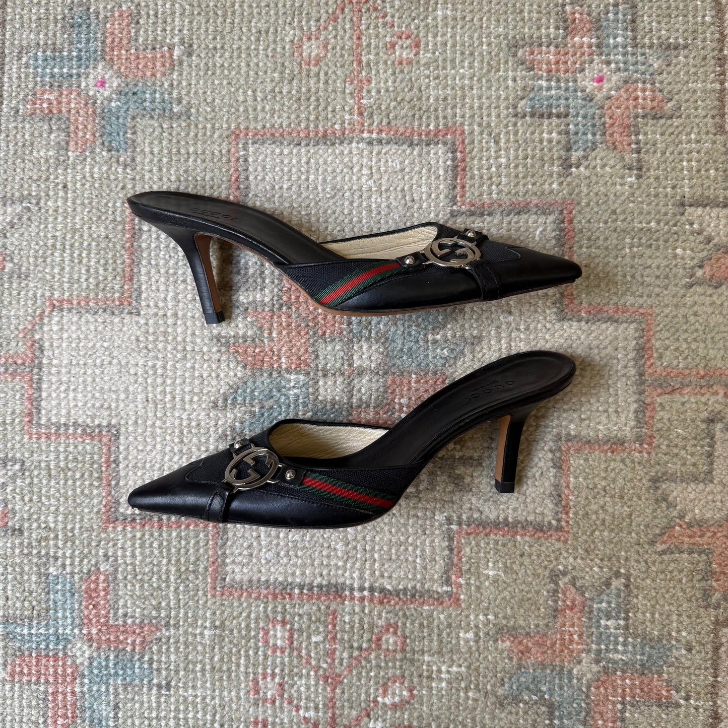 F/W2004 Tom Ford Gucci Logo Canvas Mules - US 6