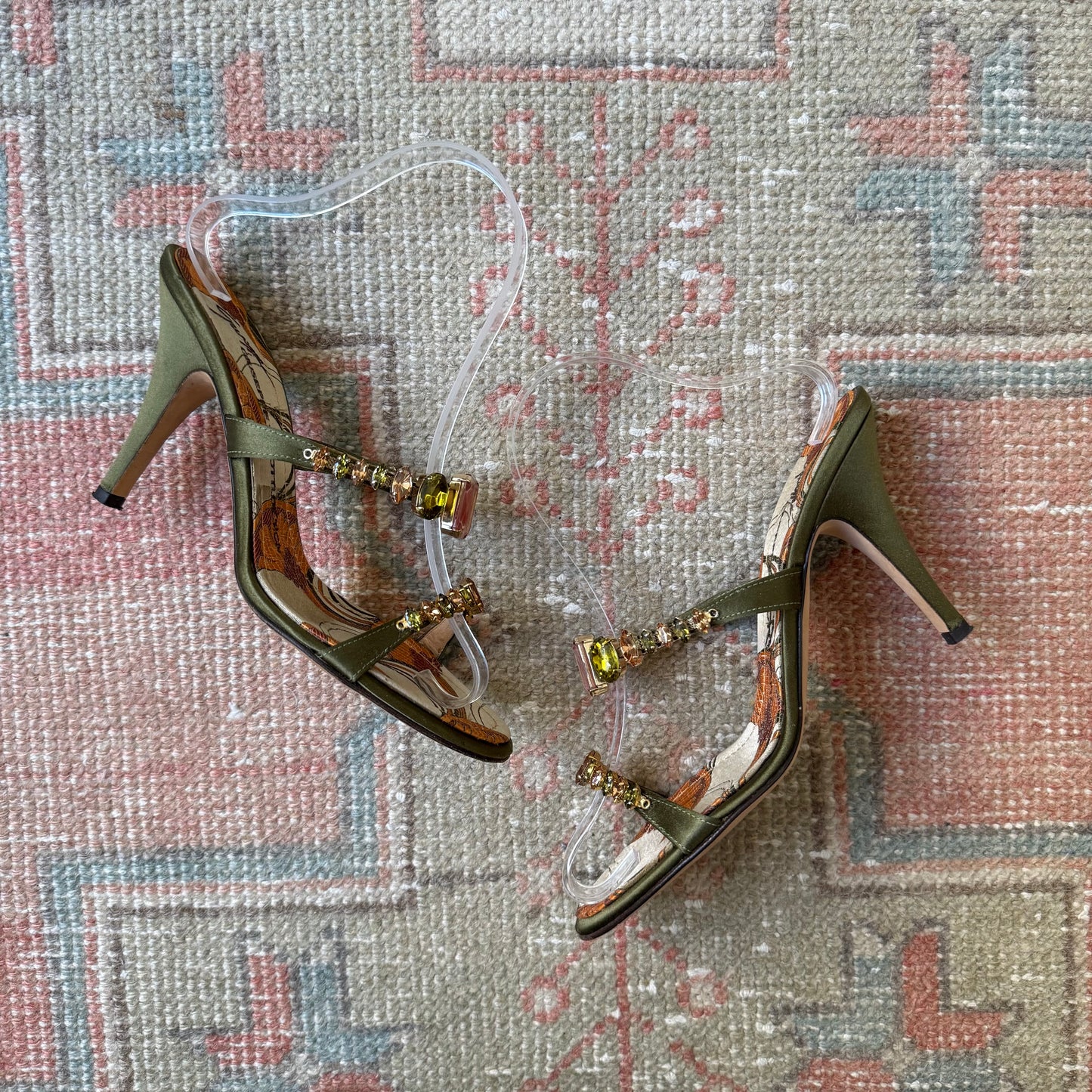 00s Giuseppe Zanotti Green Jeweled Sandals - US 6.5-7