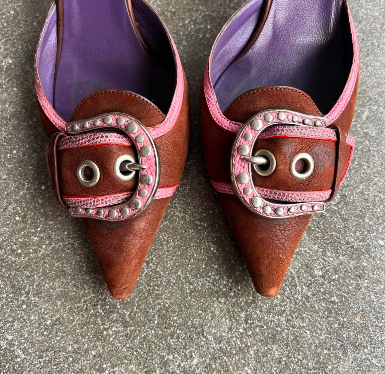 Early 2000s Prada Brown Buckle Heels - 7.5