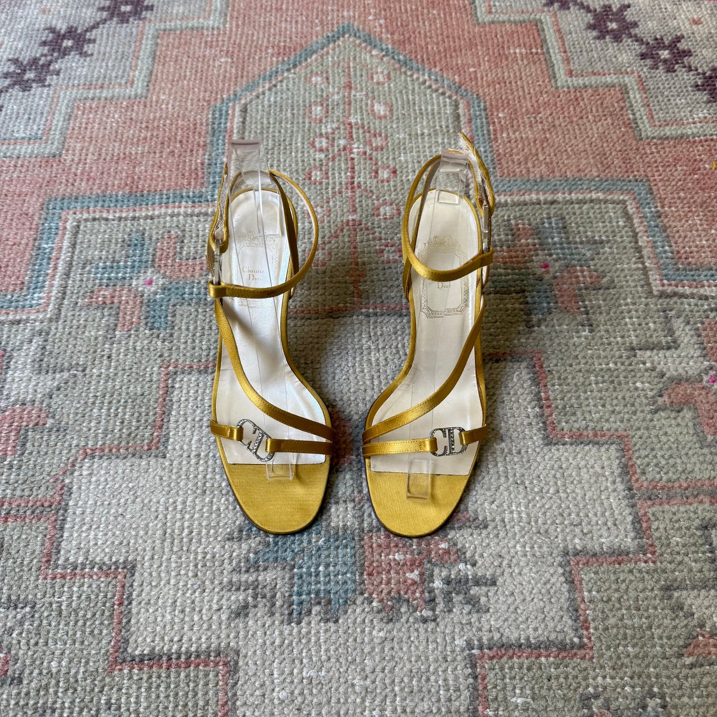 S/S2000 Galliano Dior Yellow Silk Wrap Sandals - US 6.5