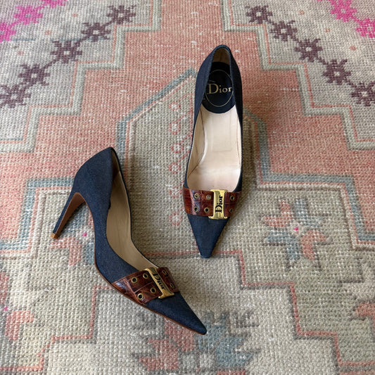 S/S2002 Galliano Dior Denim Pumps - US 9.5