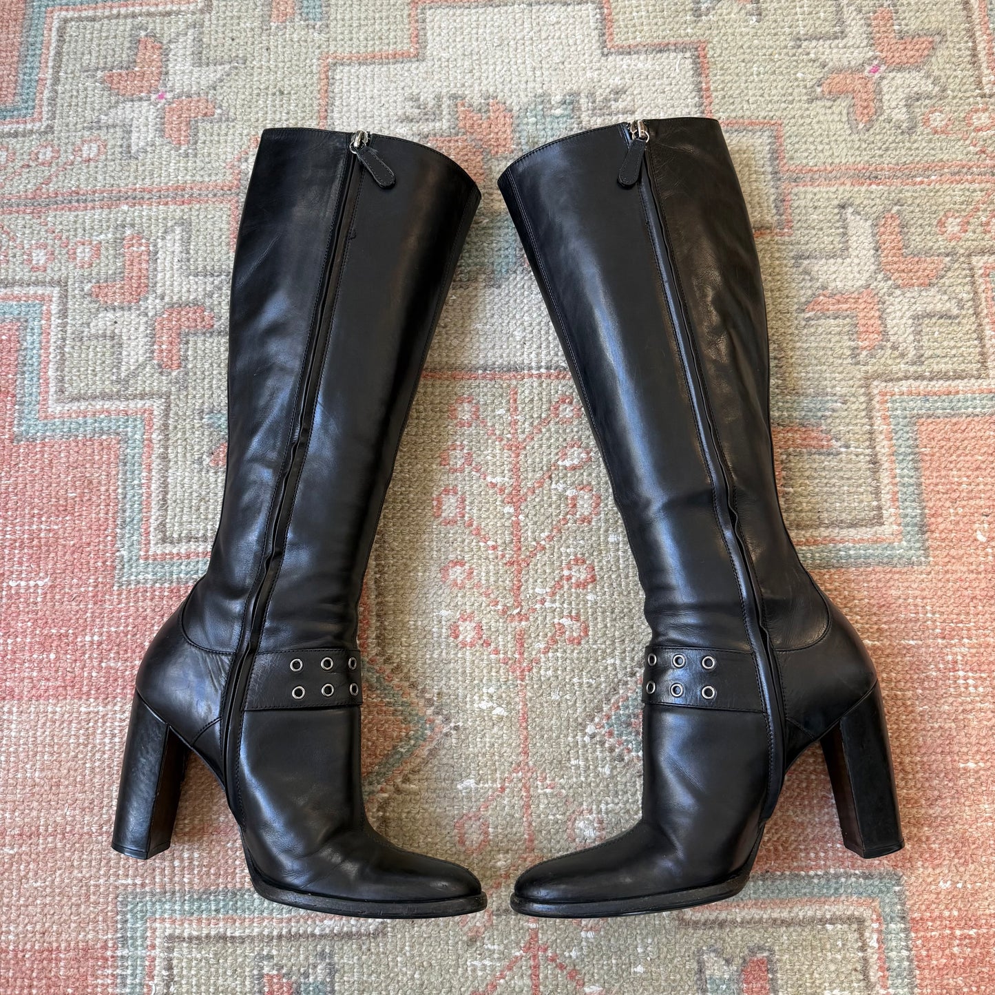 S/S2003 Galliano Dior Black Leather Boots - US 6