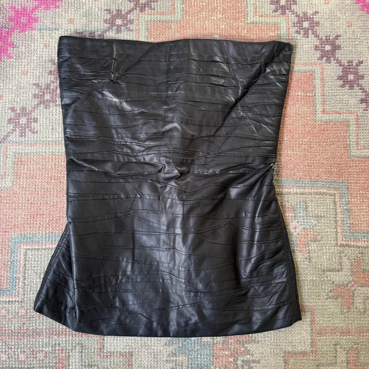 A/W2002 miu miu black lambskin corset - US 6