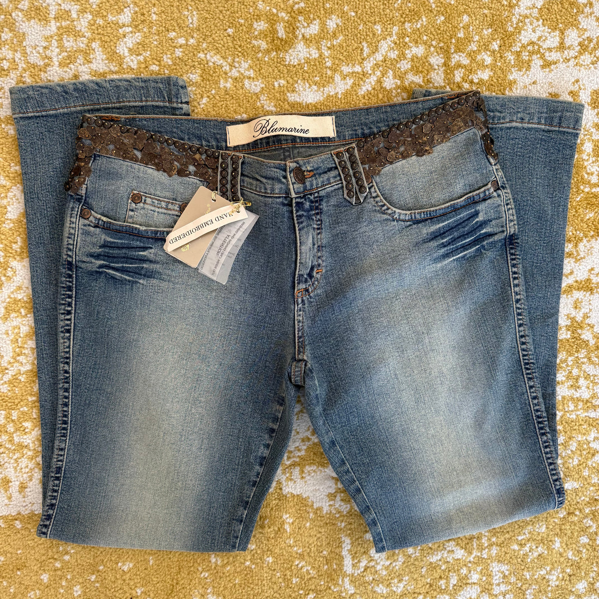 Y2K Hand Beaded Blumarine Low Rise Jeans - US 29-30
