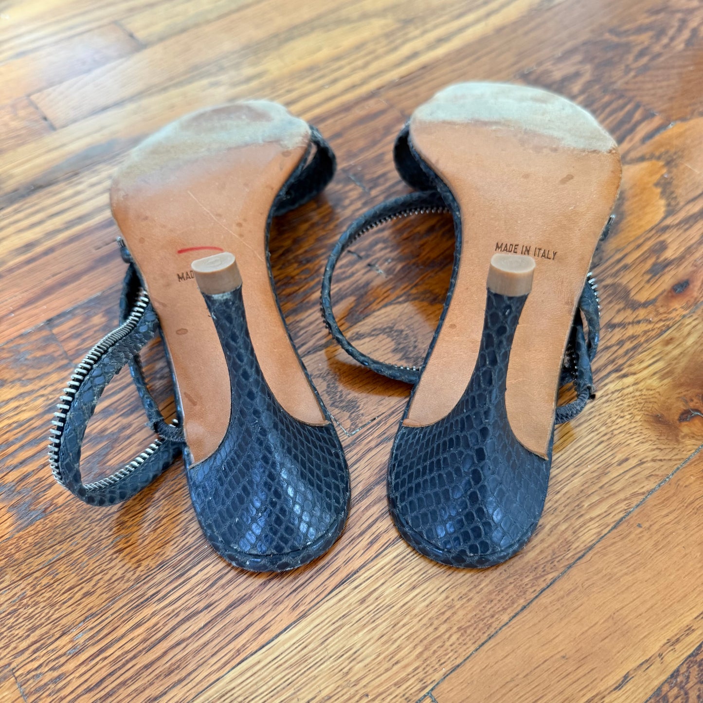 S/S2001 Galliano Dior Python Zipper Sandals - US 6.5