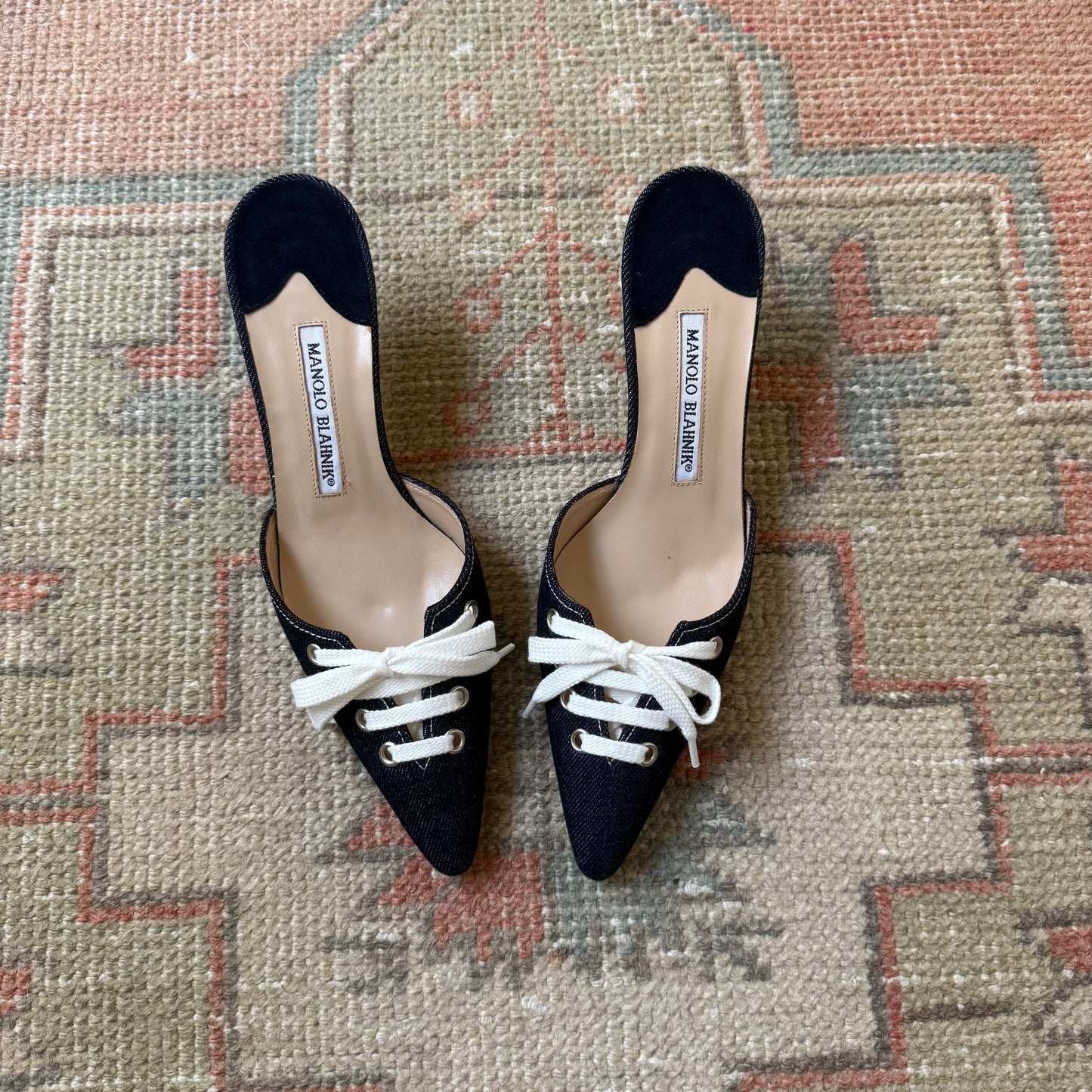 00s Manolo Blahnik Denim Mules - US 7.5