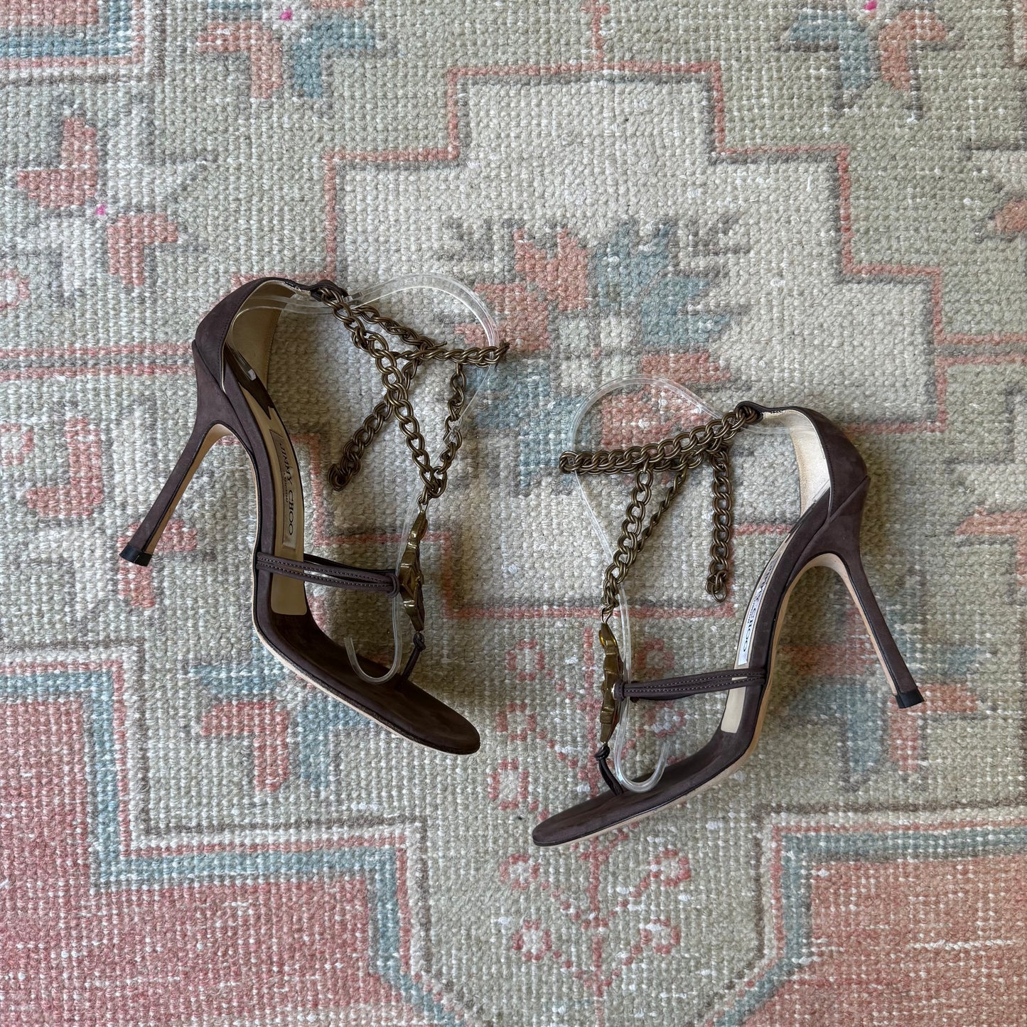 Y2K Jimmy Choo Suede Jeweled Sandals - US 8
