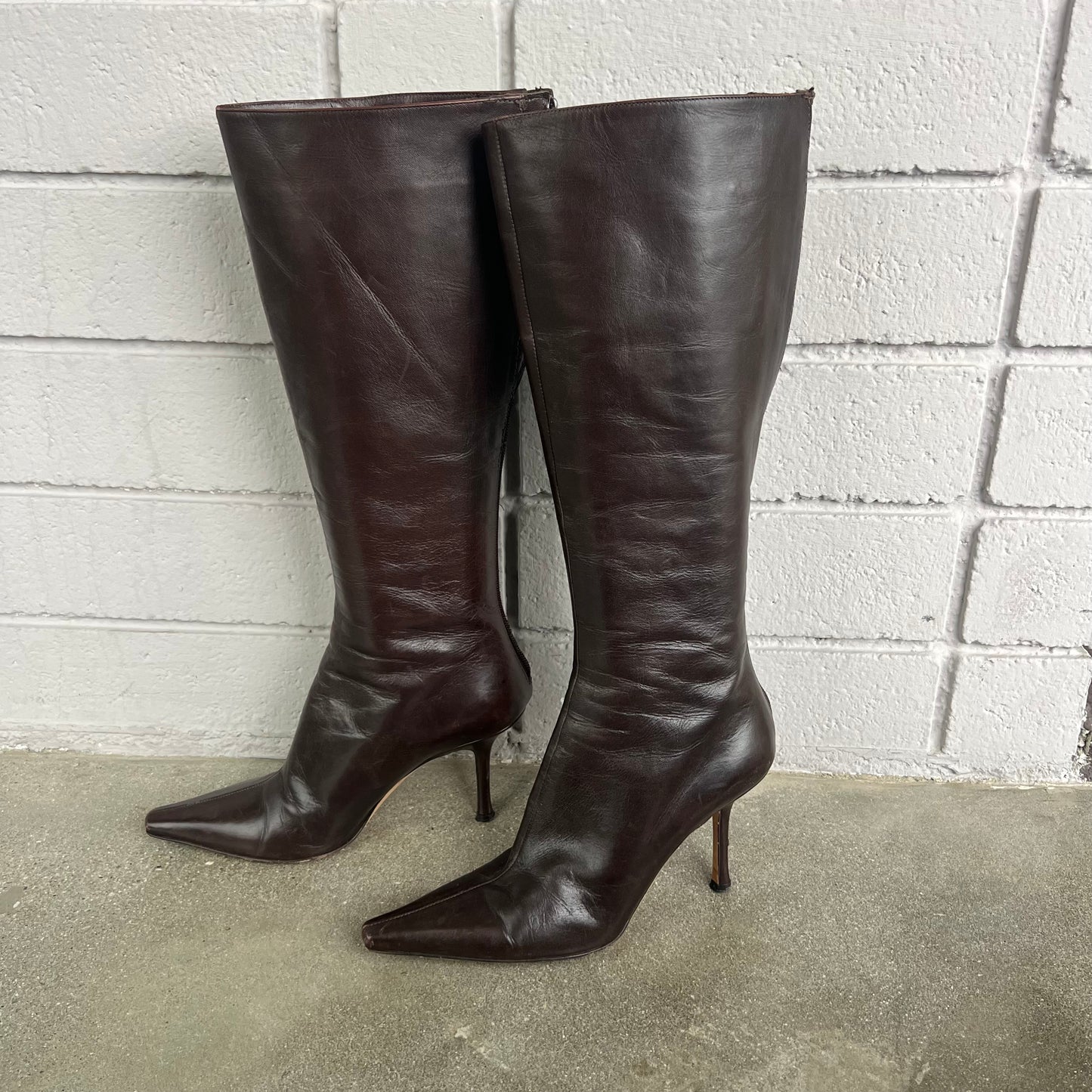 90s Espresso Brown Jimmy Choo Leather Boots - US 9.5