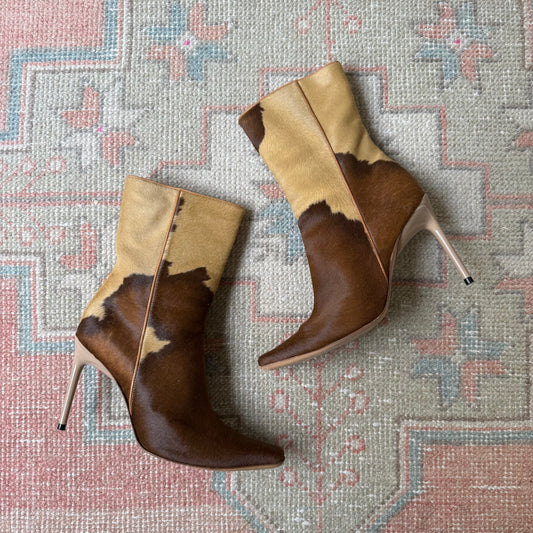 Y2K Casadei Cow Print Pony Hair Boots - US 7