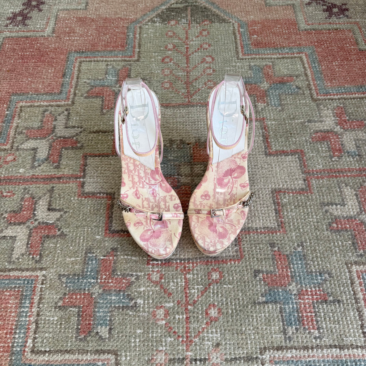 S/S2004 Galliano Dior Cherry Blossom Wrap Wedges - US 6.5-7