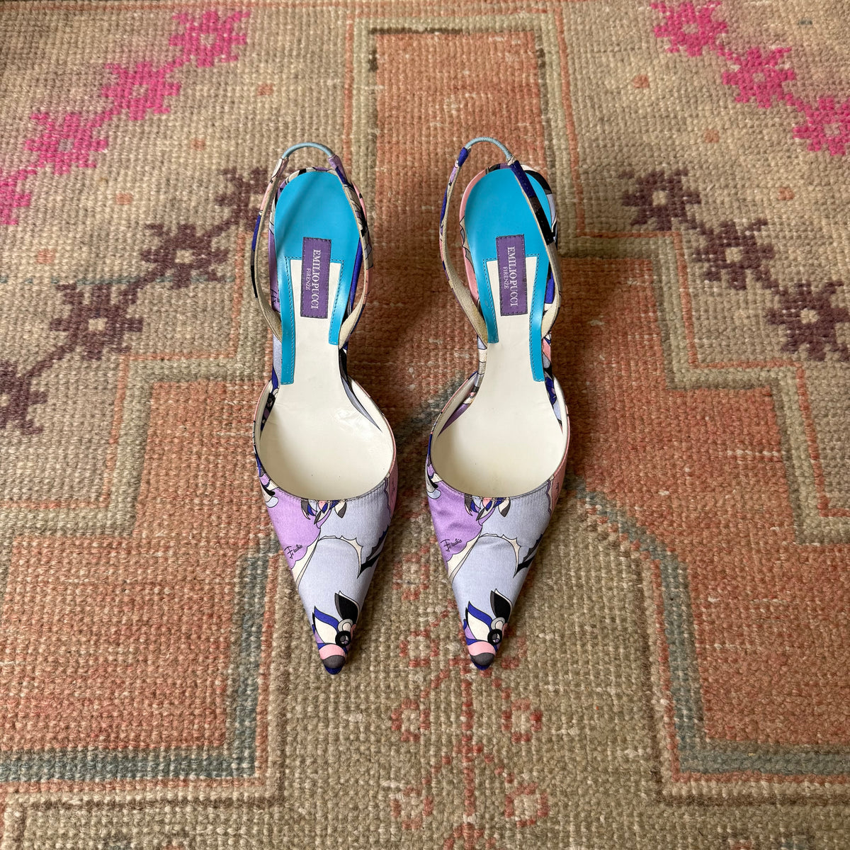 Y2K Emilio Pucci Silk Satin Slingbacks - US 6-6.5