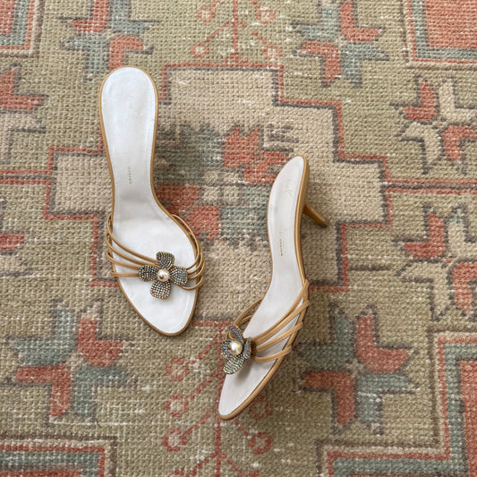 00s Giuseppe Zanotti Rhinestone Floral Mules - US 8-8.5