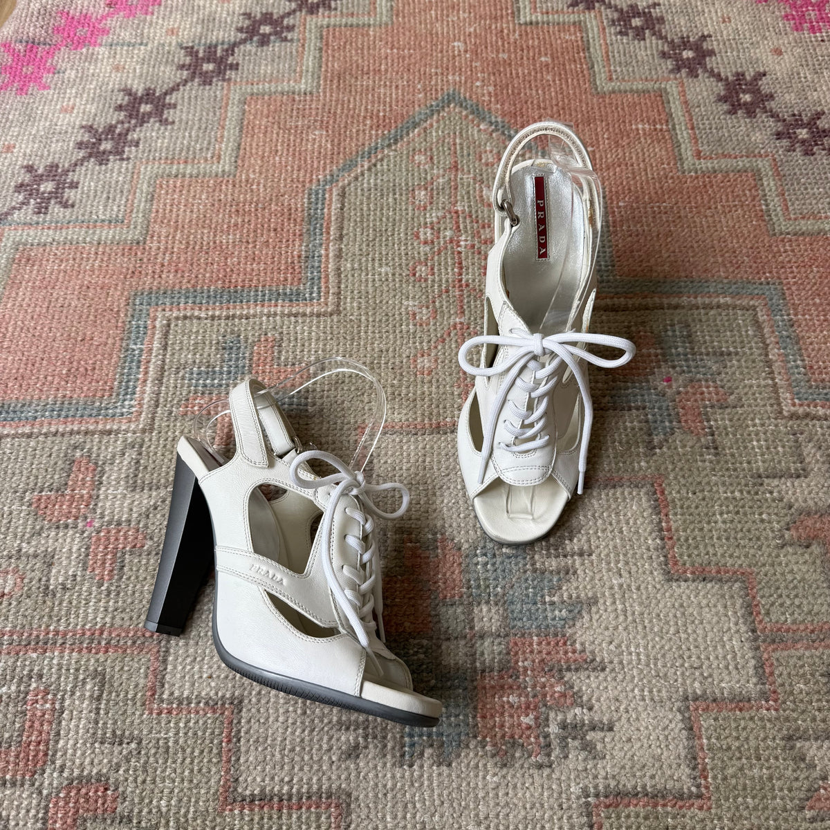 2003 Prada Sport White Sneaker Heels - US 8.5