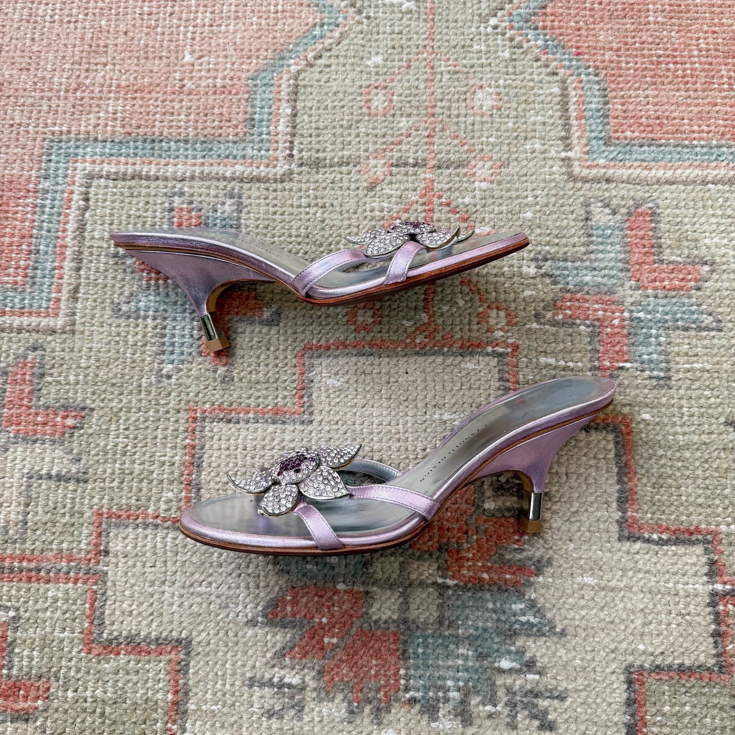 2000s Giuseppe Zanotti Purple Floral Mules - US 7