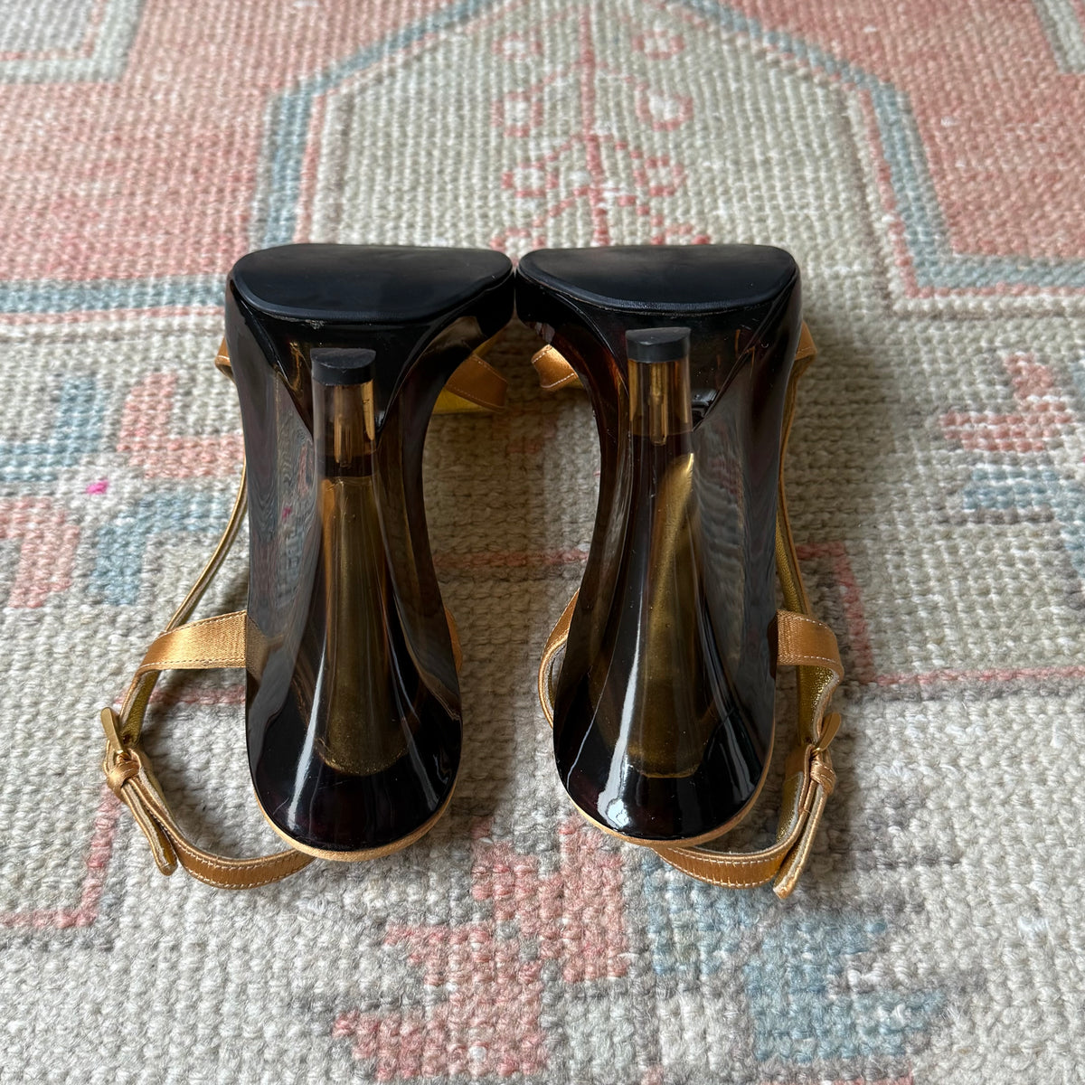 S/S1998 Prada Gold Lucite Wedges - US 7