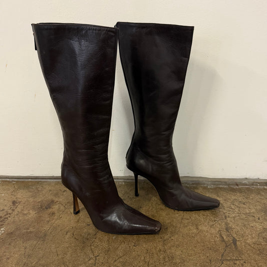 Jimmy Choo Kid Leather Chocolate Brown Boots - US 5.5-6