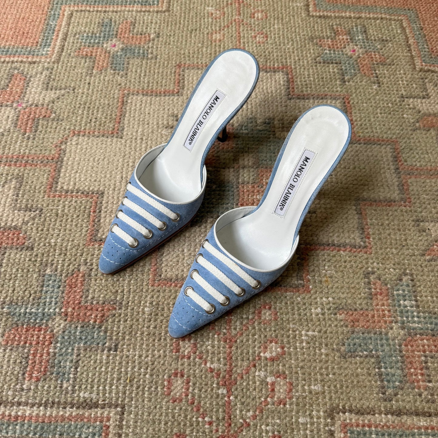 S/S2003 Manolo Blahnik Blue Suede Sneaker Mules - US 5.5-6