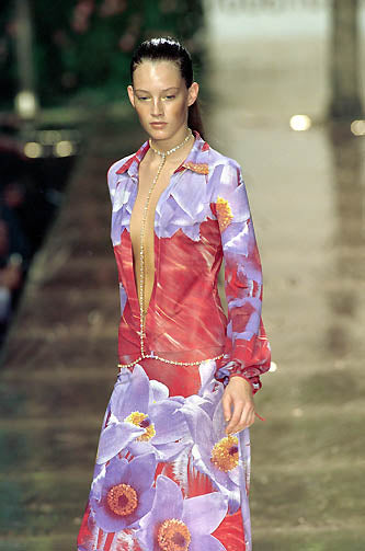 S/S2000 Roberto Cavalli Floral Ruffle Dress - US S-L