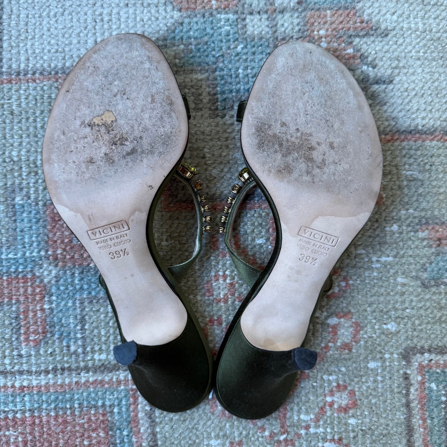 00s Giuseppe Zanotti Green Jeweled Sandals - US 8