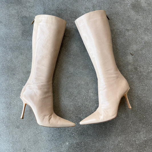Jimmy Choo Beige Leather Kid Boots - US 9
