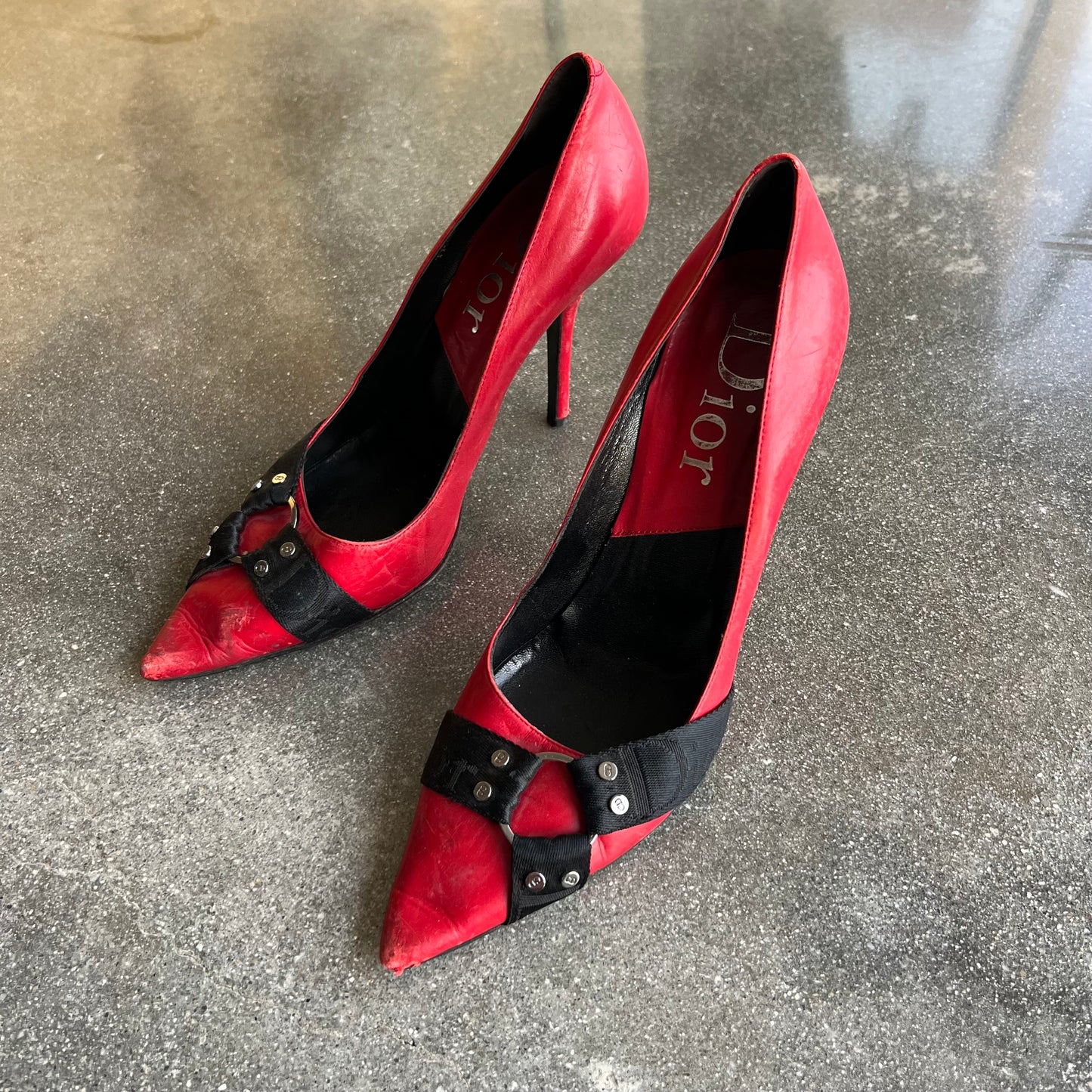 FW04 John Galliano Christian Dior Red Bondage Heels - US 9.5