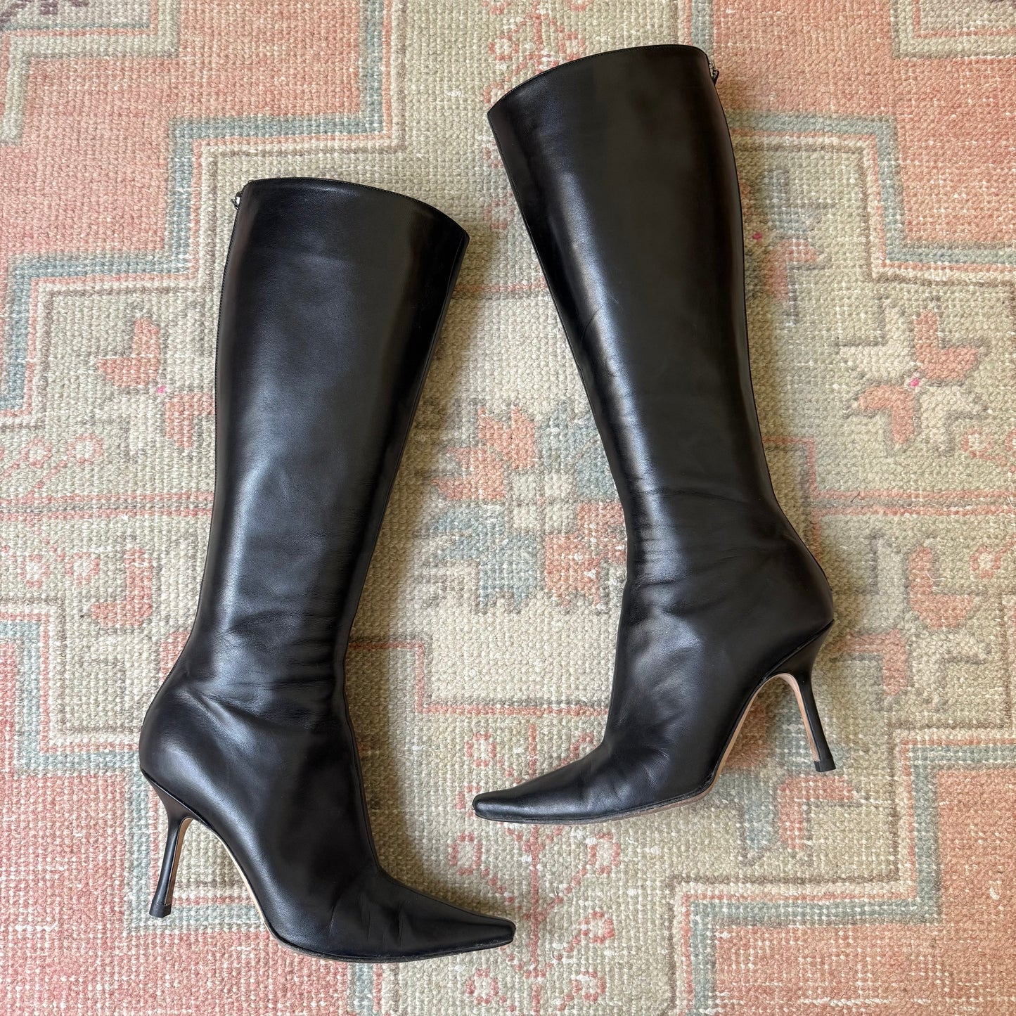 Jimmy Choo Black Leather Kid Boots - US 6