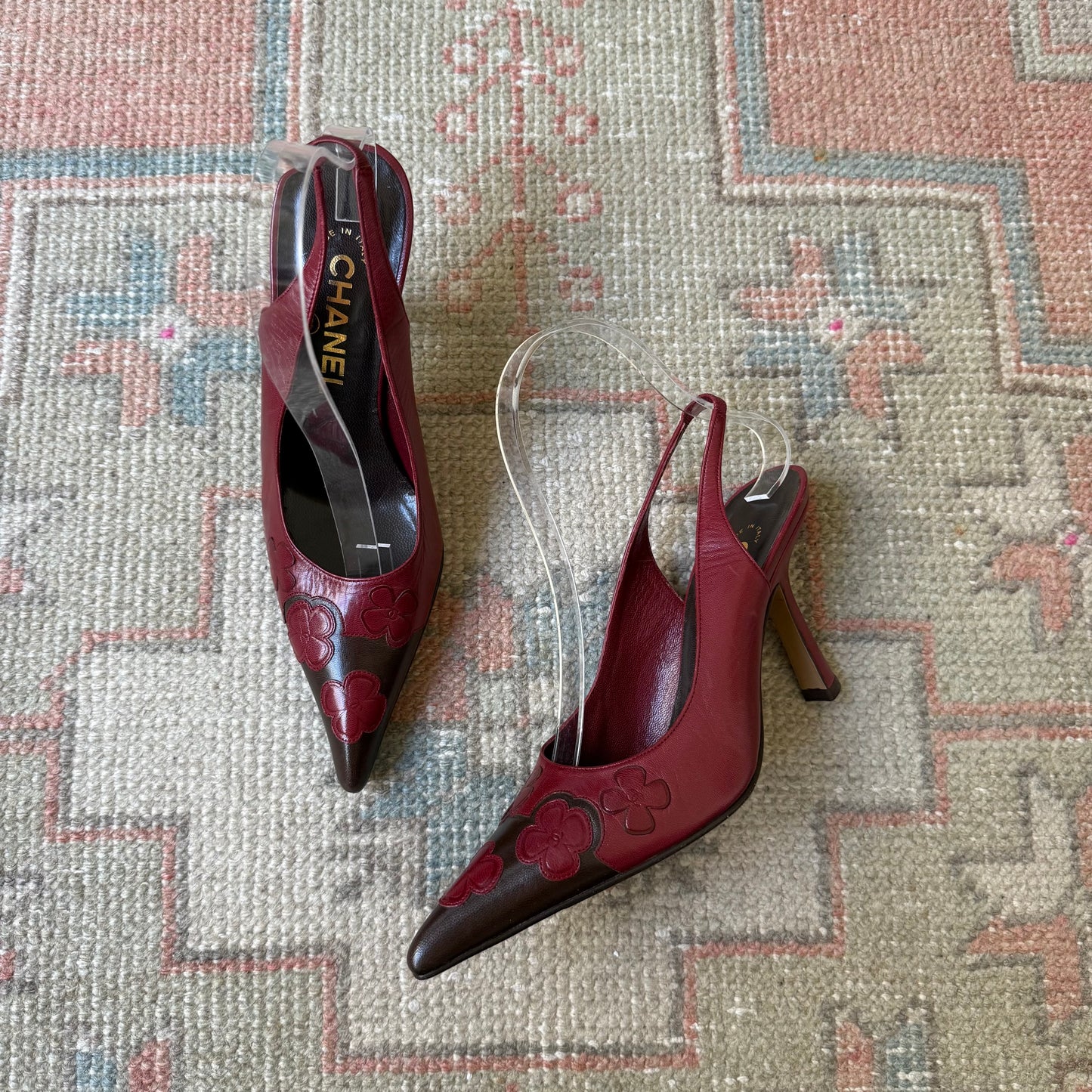 F/W2001 Chanel Camellia Slingback Pumps - US 6