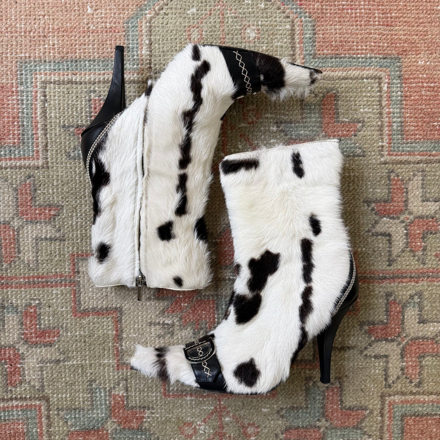 F/W2005 Galliano Dior Cow Hair Ankle Boots - US 8.5