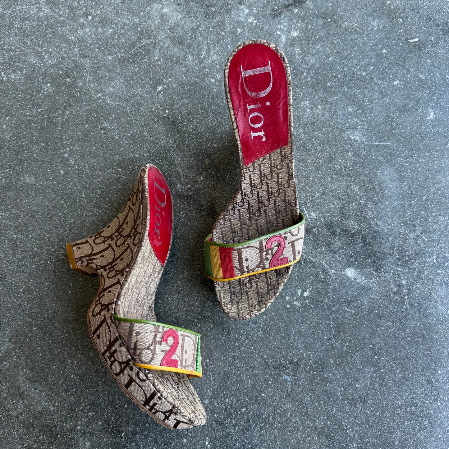 2004 John Galliano Christian Dior Rasta Wedges - US 7.5