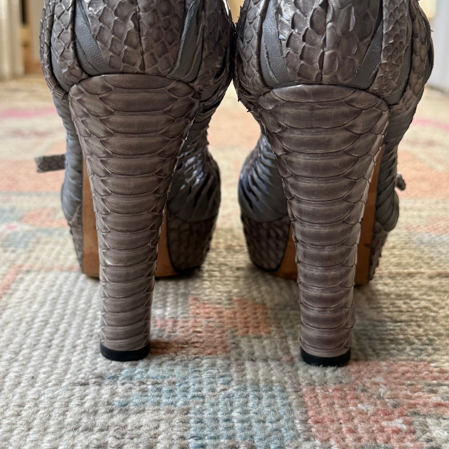F/W2007 Galliano Dior Grey Python Platforms - US 7.5