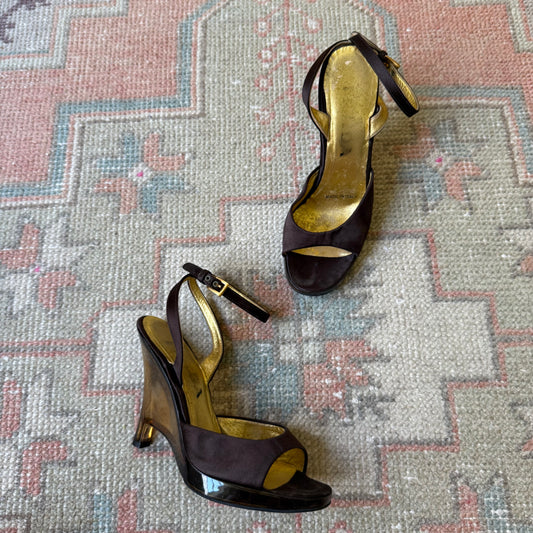 S/S1998 Prada Brown Lucite Wedges - US 7