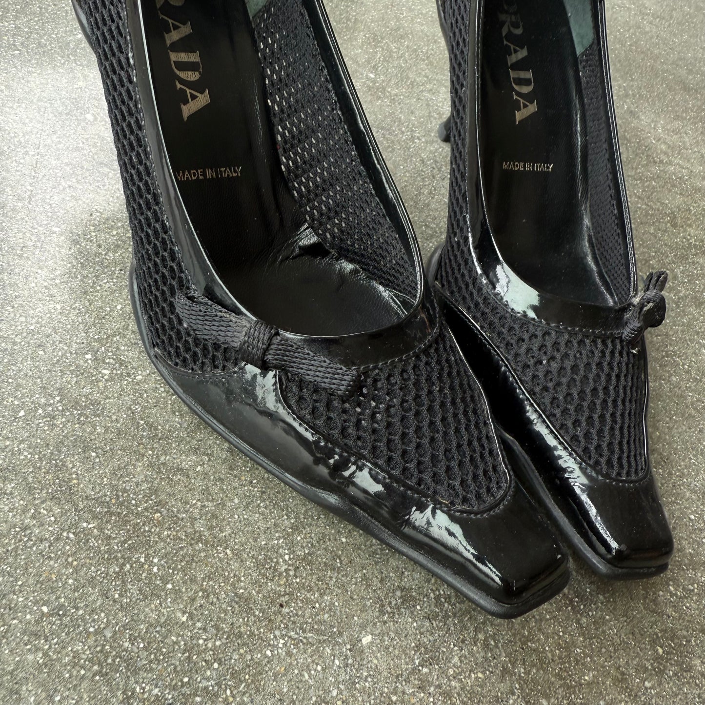 SS00 Prada Patent Leather & Mesh Heels - US 5.5-6