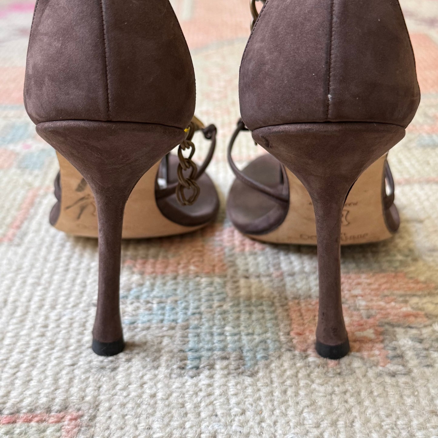 Y2K Jimmy Choo Suede Jeweled Sandals - US 8