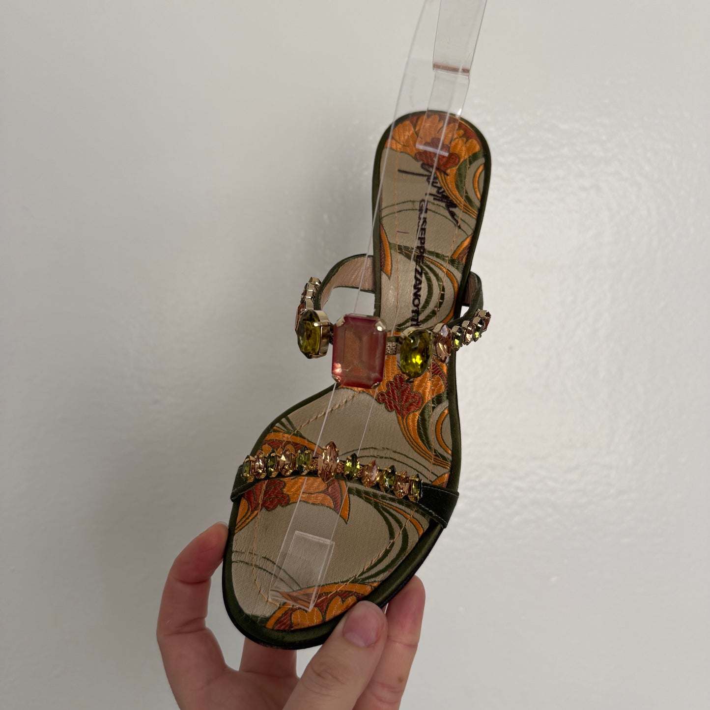 00s Giuseppe Zanotti Green Jeweled Sandals - US 6.5-7